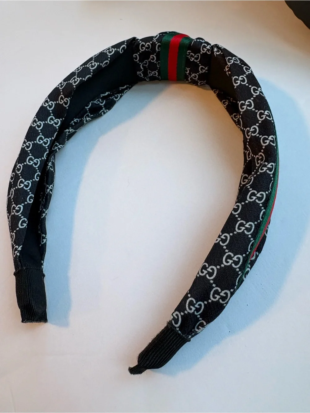 Black Headband with Red & Green Stripes - Picture 5 of 5